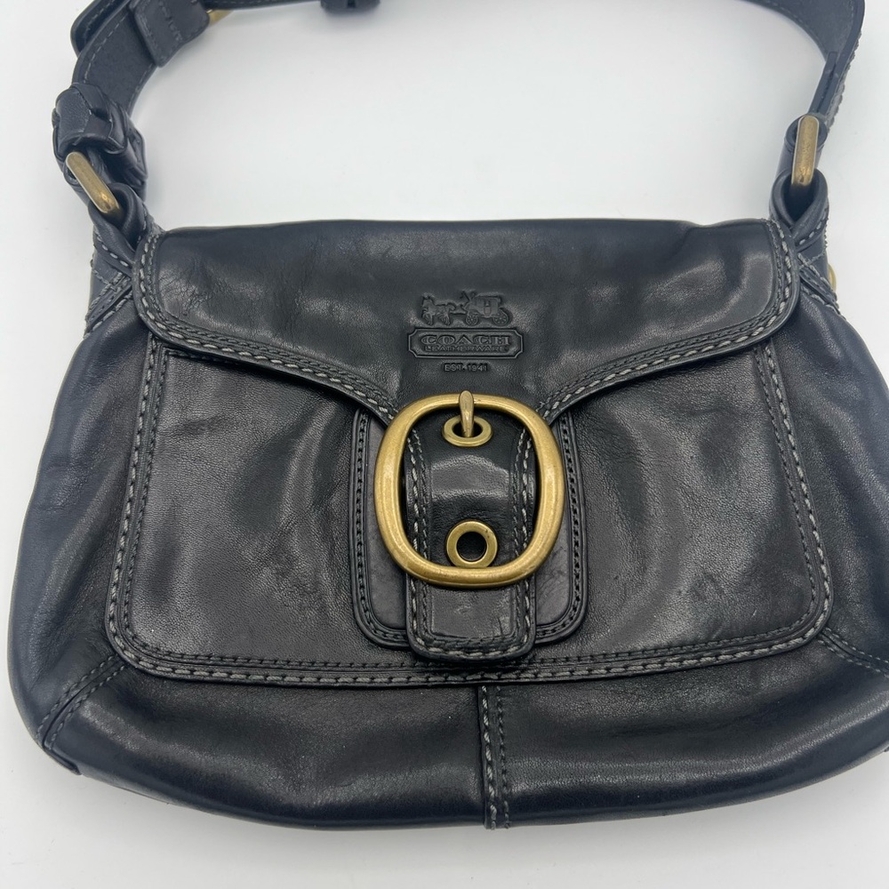 Vintage Coach Black Leather Shoulder Bag - Picture 5 of 11